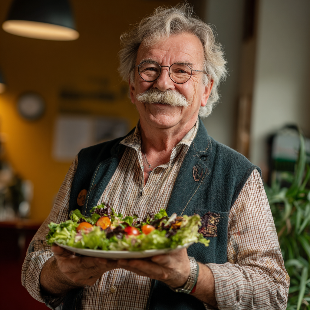 Középkorú magyar nő mosolyogva készít egészséges ételt, friss zöldségekkel körülvéve